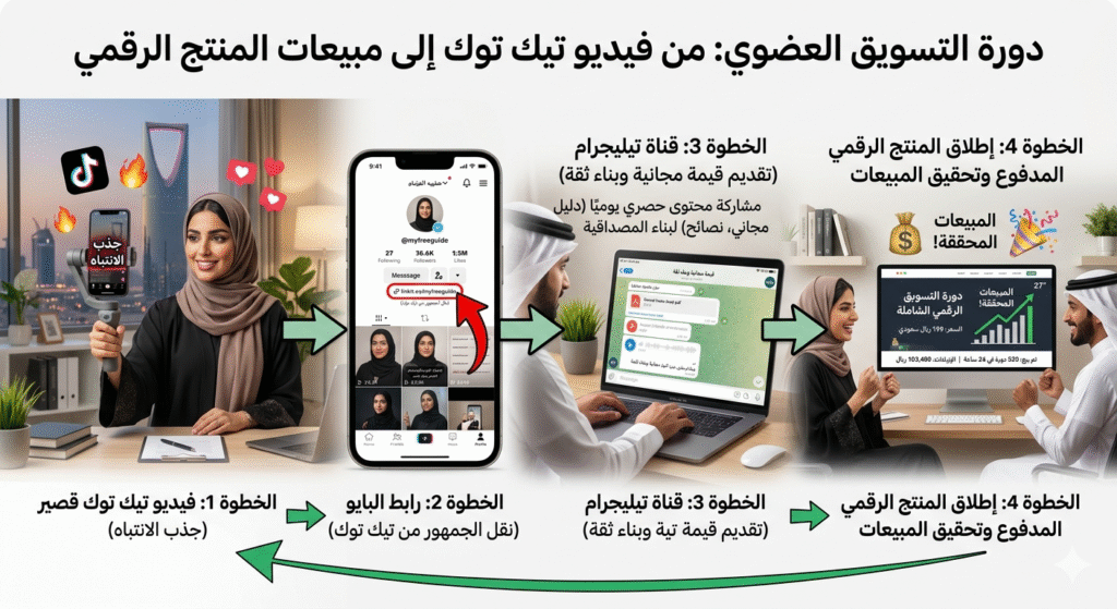 1775464608536-1024x559 التسويق العضوي للمنتجات الرقمية 2026: كيف تبيع عبر تيك توك وتيليجرام دون دولار واحد للإعلانات؟