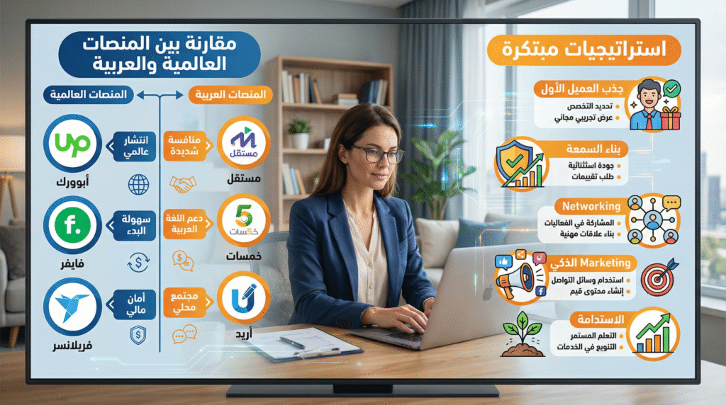 مقارنة-منصات-العمل-الحر-مع-شخصية-حقيقية-1024x572 اكتشف عالم العمل الحر: دليلك الشامل لتعزيز مسيرتك المهنية الرقمية