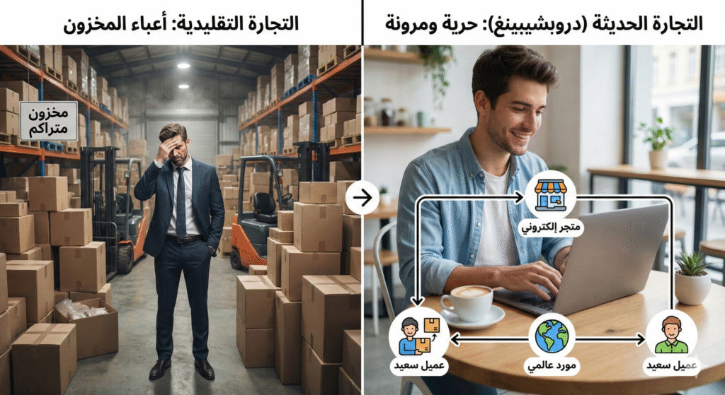 Gemini_Generated_Image_52wl0y52wl0y52wl-1024x559 ثورة التجارة الإلكترونية: كيف تبني متجراً إلكترونياً بدون مخزون باستخدام أدوات الذكاء الاصطناعي في 2026؟ الجزء الاول